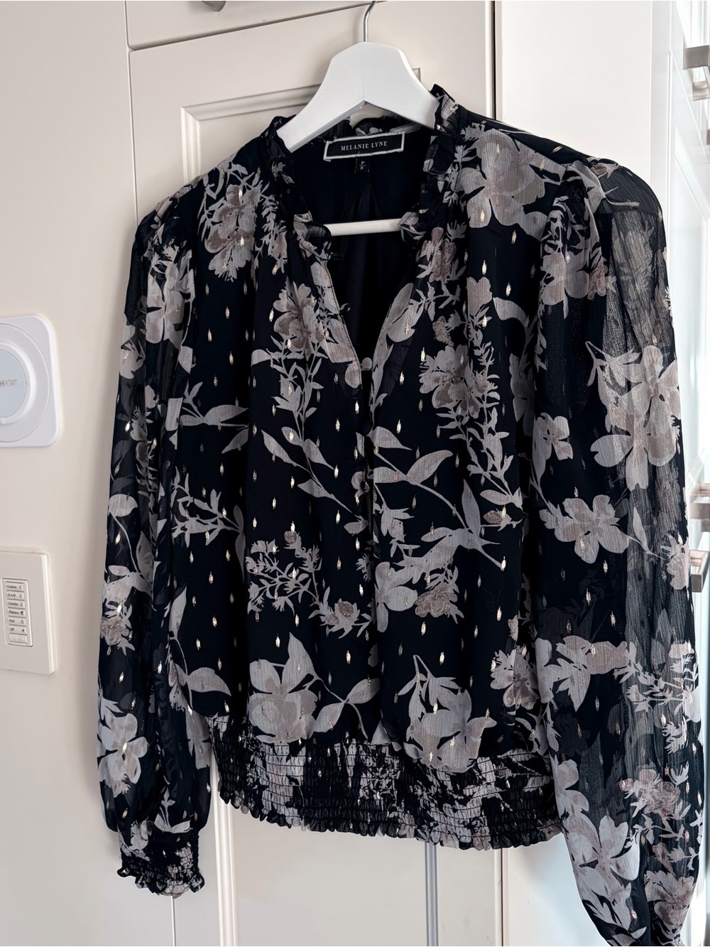 Black Floral Semi-Sheer Blouse